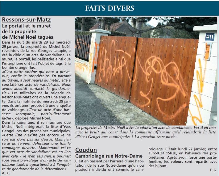 Oise Hebdo Tag cl&ocirc;ture de Michel No&euml;l Ressons sur Matz